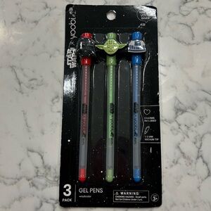 New in Box Yoobi Set of 3 Star Wars Gel Pens Yoda Darth Vader R2D2